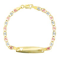 Bracelet d'identification pour bébé Valentino Tricolor Heart-Love (14K) Popular Jewelry New York