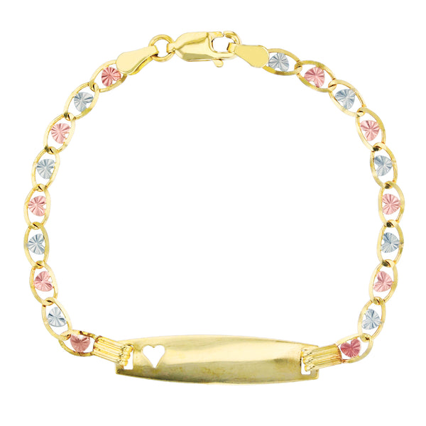 Tricolor Heart-Love Valentino Baby ID Bracelet (14K) Popular Jewelry New York