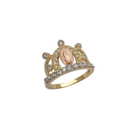 Tricolor Milgrained Virgin Mary Crown Ring (14K) Popular Jewelry New York