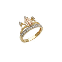Tricolor Milgrained Virgin Mary Princess's Crown Ring (14K)