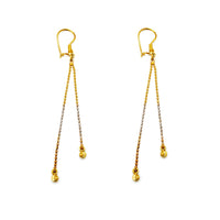 Tricolor Moon-Cut Ball Drop Earrings (14K) Popular Jewelry New York