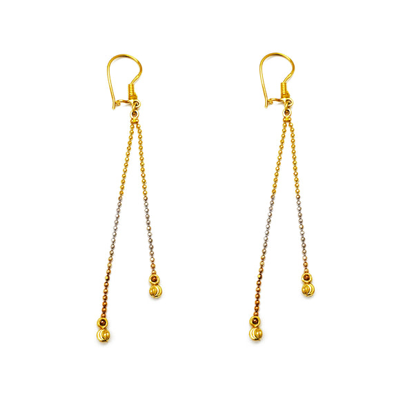 Tricolor Moon-Cut Ball Drop Earrings (14K) Popular Jewelry New York