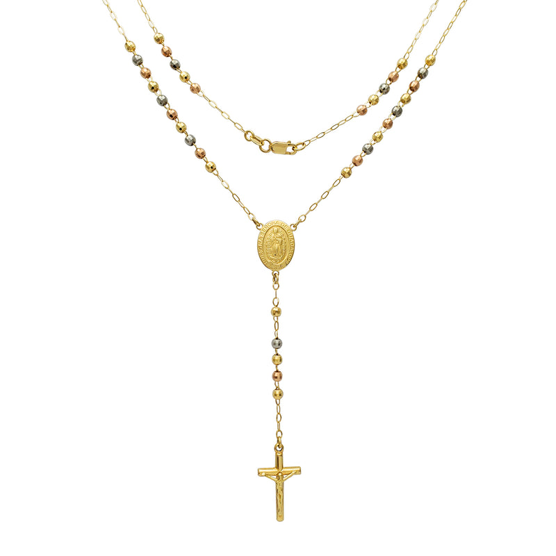 Tricolor Nuestra Señora Guadalupe Rosary Necklace (14K) Popular Jewelry New York