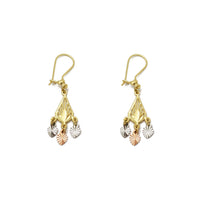 Tricolor Pear-Shape Chandelier Dandgling Earrings (14K) Popular Jewelry New York