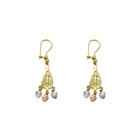 Tricolor Pear-Shape Chandelier Dangling Earrings (14K) Popular Jewelry New York