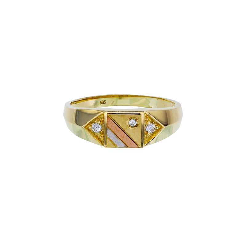 Tricolor Regal Square & Triangle Ring (14K) Popular Jewelry New York