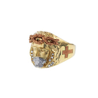 Tricolor Stone-Set Jesus Head Ring (14K) Popular Jewelry New York