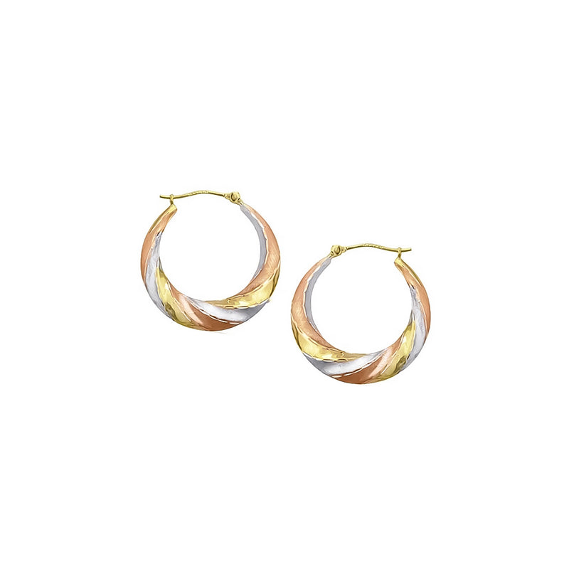Tricolor Satin Twist Hoop Earrings (14K) – Popular J