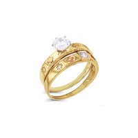 Trispalvis kryžminis dviejų dalių žiedas (14K) Popular Jewelry NY