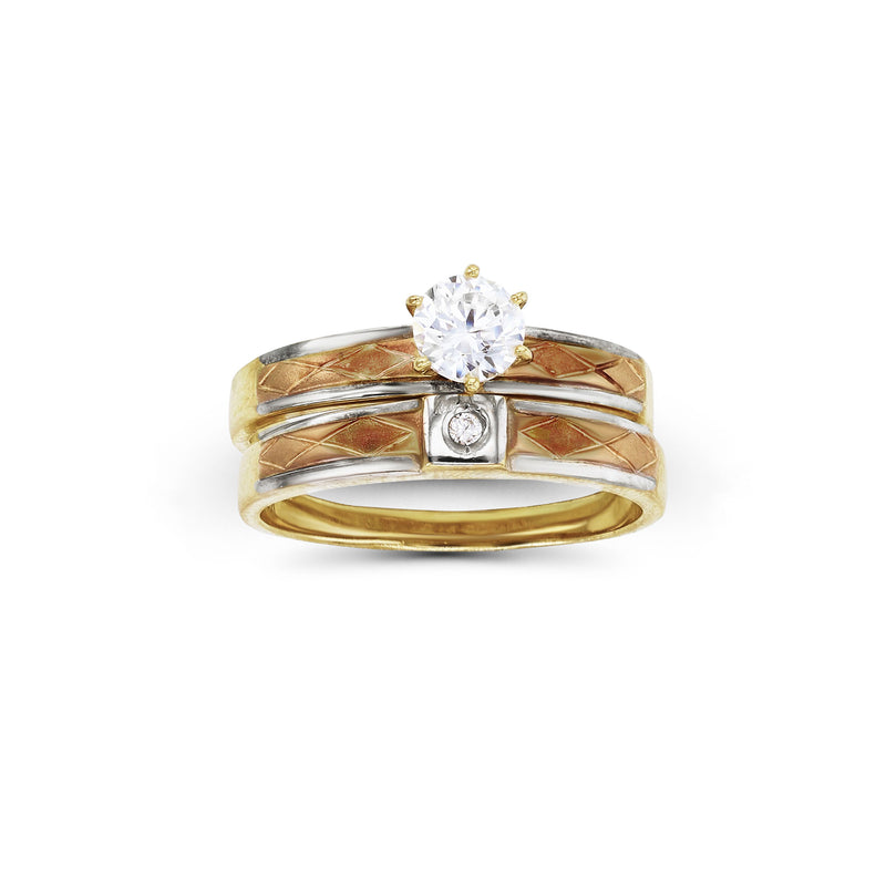 Tricolor Two-Piece Set Ring (14K) Popular Jewelry New York