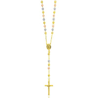 Tricolor Virgin Mary Rosary Necklace (14K)