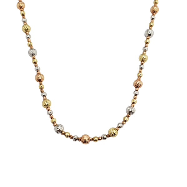 Tricolor Bead Necklace (14K)