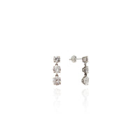 Triple Stud Drop Earrings (14K) New York Popular Jewelry