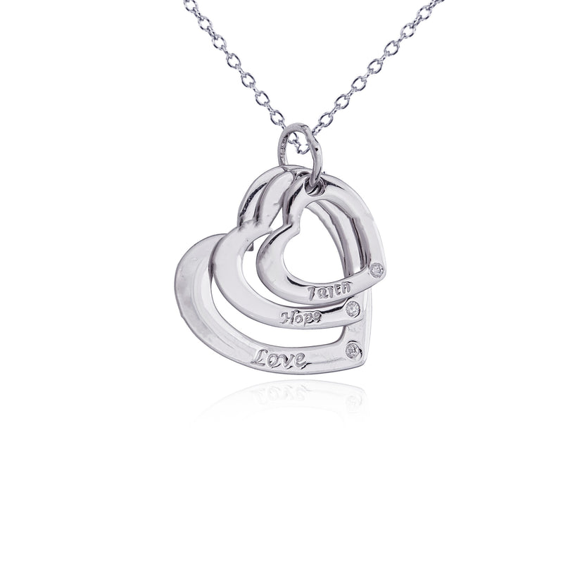 Triple Heart Necklace (Silver)