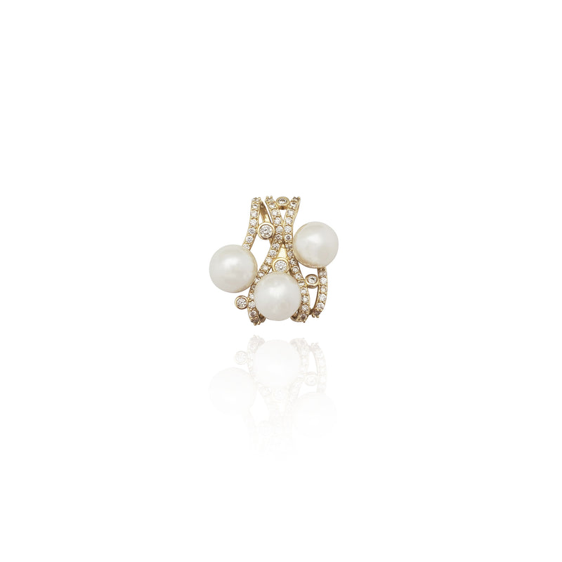 Triplets Pearl CZ Pendant (14K) New York Popular Jewelry