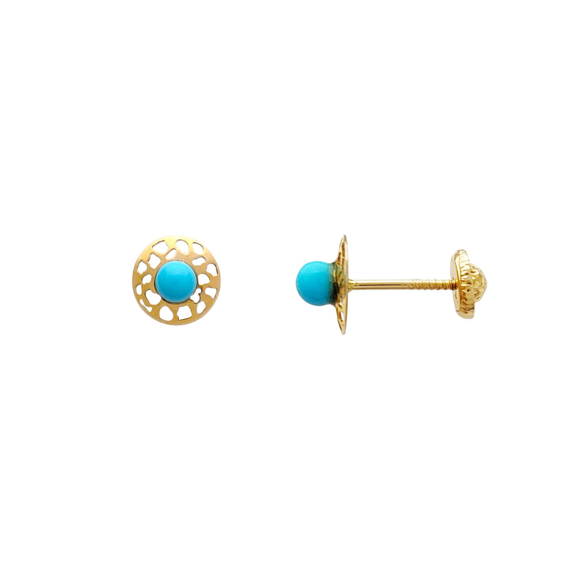 Turquoise Nugget Silhouette Stud Earrings (14K) Popular Jewelry New York