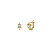 Turtle Cz Huggie Earrings (14K) 14 Karat Yellow Gold, Popular Jewelry New York