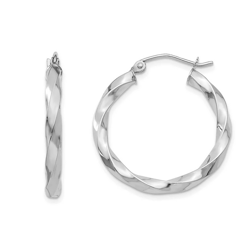 Twist Hoop Earrings (Silver)