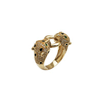 Dvoglavi prsten Pantera postavljen u kamenu (14K) Popular Jewelry New York