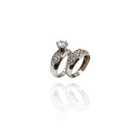 Clustered CZ Stone Accent Two-Piece Engagement Ring Set (14K)
