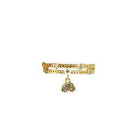 צוויי-ראָוו קובאַן דאַנגלינג האַרץ רינג (14 ק) Popular Jewelry New York