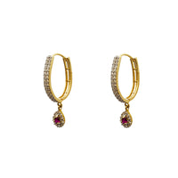 Two-Row Pave Teardrop U-Shape Huggie Earrings (14K) Popular Jewelry New York