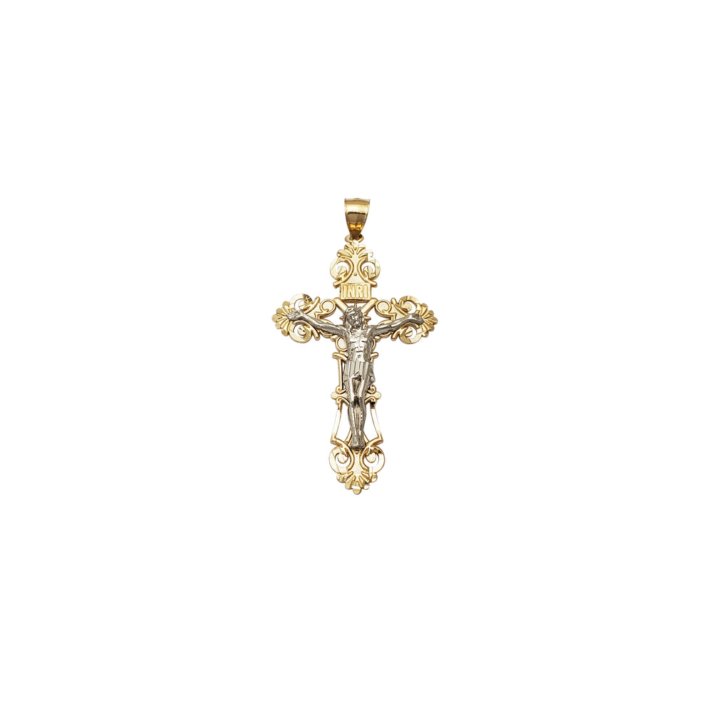Two-Tone Fancy Crucifix Pendant (14K)