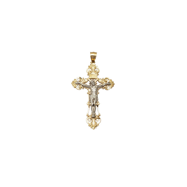 Two-Tone Fancy Crucifix Pendant (14K)