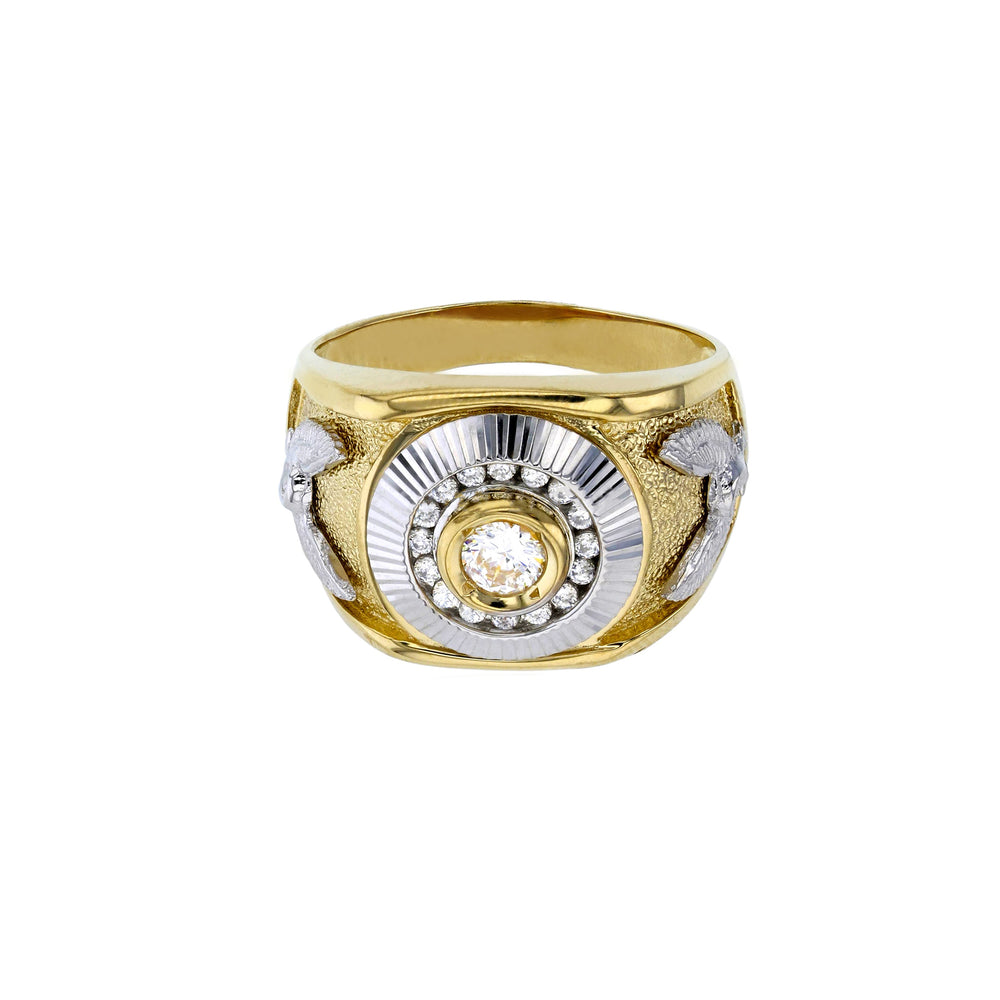Two-Tone Fluted Pave Bezel Eagle Ring (14K) Popular Jewelry New York