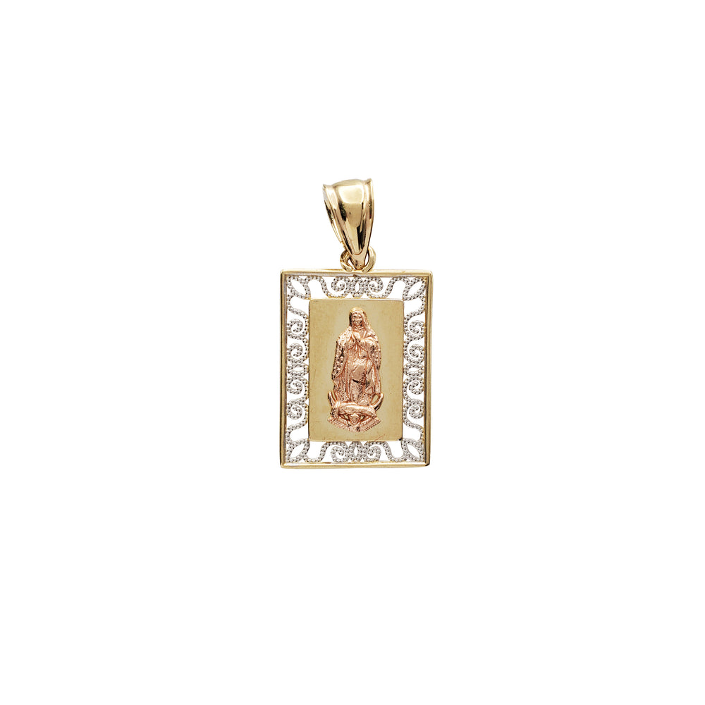 Two-Tone Frame Virgin Mary Pendant (14K)