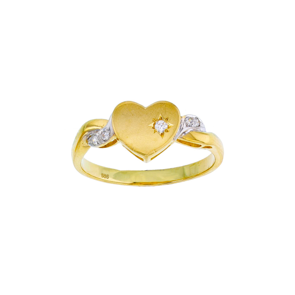 Two-Tone Heart Twisted-Side Ring (14K) Popular Jewelry New York