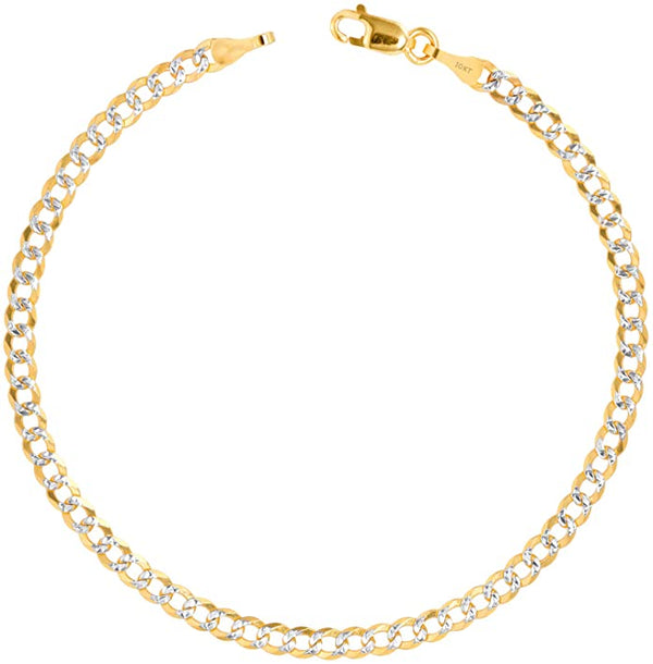 Lightweight Two Tone Italian Cuban Anklet (10K)