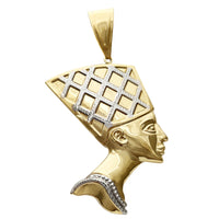 Pendenti Nefertiti b'żewġ kuluri ta' Daqs Kbir (14K) Popular Jewelry NY