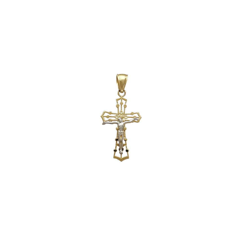 Two-Tone Outlinted Crucifix Pendant (14K) Popular Jewelry New York