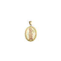 Duha ka Tone nga Oval Mesh Santa Muerte Medallion Pendant (14K) Popular Jewelry New York (XS Size)
