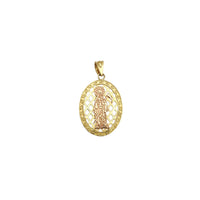 Two-Tone Oval Mesh Santa Muerte Medallion Pendant (14K) Popular Jewelry New York (S Size)