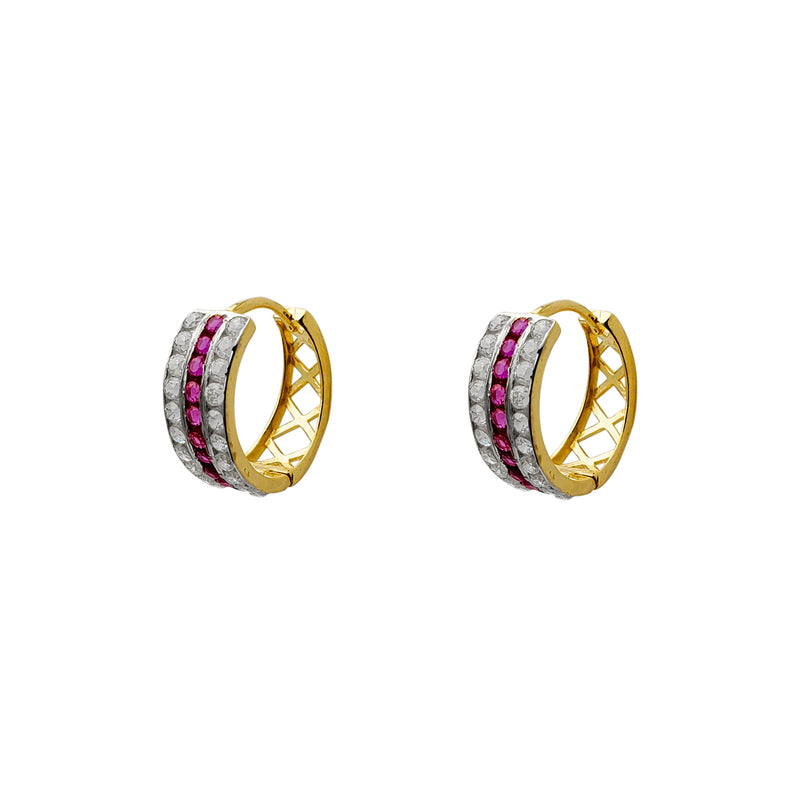 Two-Tone Pave Huggie Earrings (14K) Popular Jewelry New York