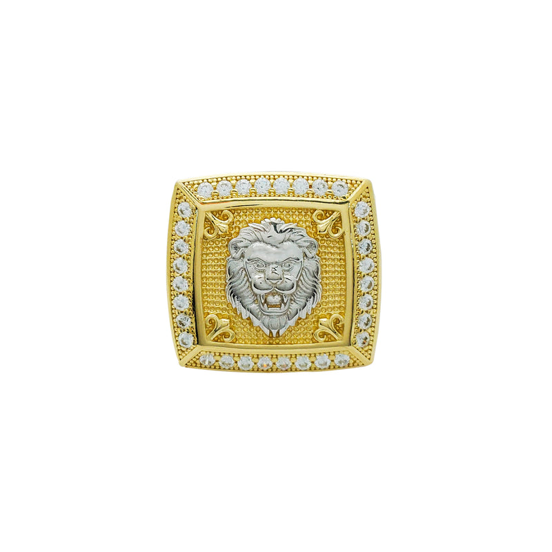 Two-Tone Pave Lion Head Filigree Ring (10K)  Popular Jewelry New York