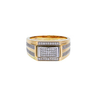 Two-Tone Pave Rectangular Men's Ring (14K) Popular Jewelry New York