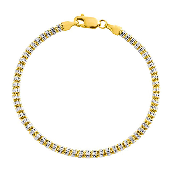 Two-Tone Round Ice Bracelet (14K)