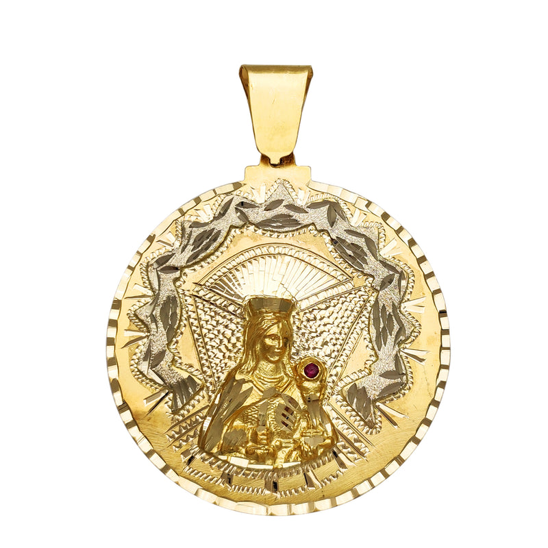 Two-Tone Saint Barbara Diamond-Cuts Medallion Pendant (14K) Popular Jewelry New York