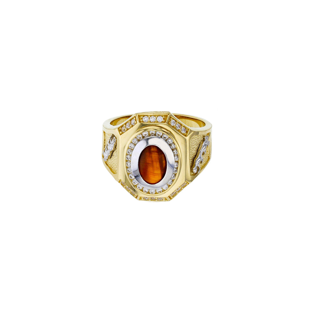 Two-Tone Tiger-Eye Panther Ring (14K) Popular Jewelry New York