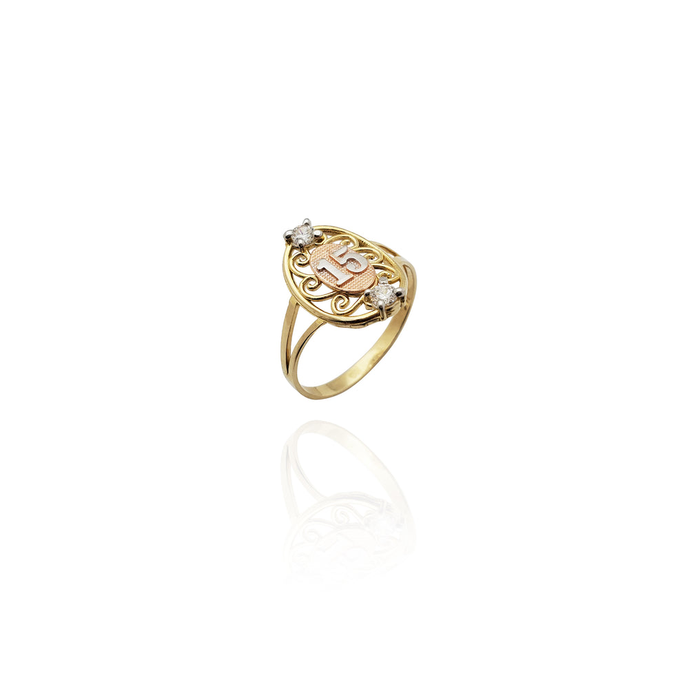 Two-Tone 15th Birthday CZ Ring (14K) New York Popular Jewelry
