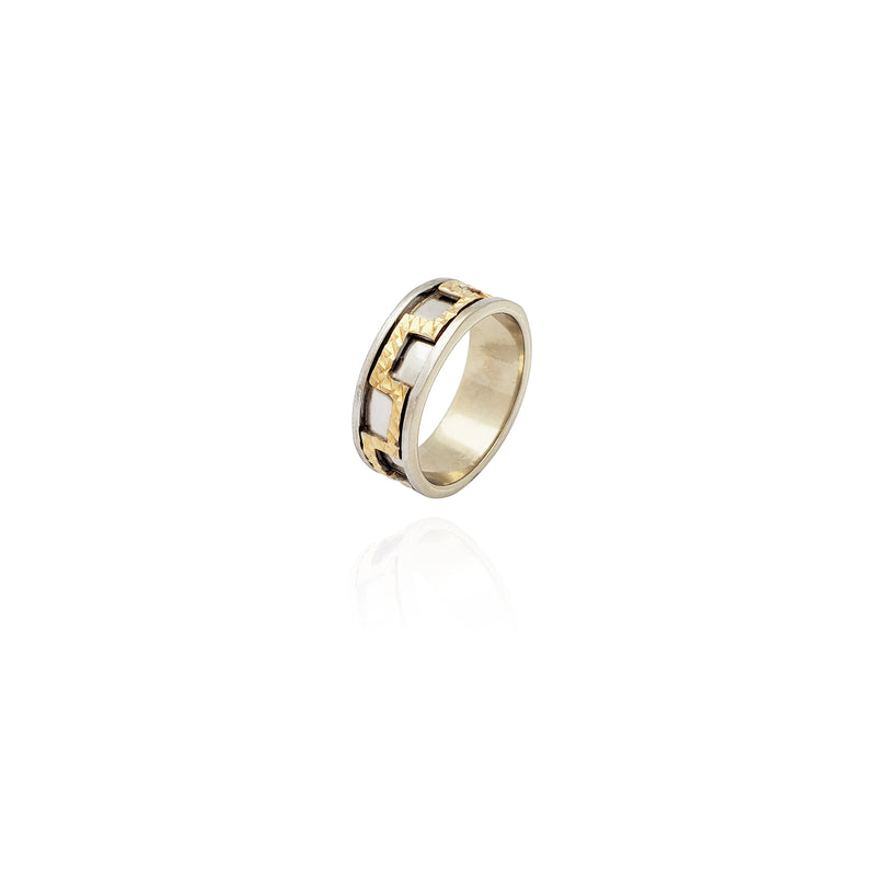 Two-Tone Back&Forth Diamond Cut Wedding Ring (14K) New York Popular Jewelry