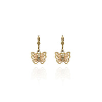 Lua Tone Diamond Cut Butterfly Dangling Earrings (14K) Niu Ioka Popular Jewelry