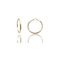 Two-Tone Diamond Cuts Hoop Earrings (14K)