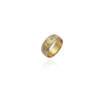 Two-Tone Moon Star Diamond Cut Wedding Ring (14K) New York Popular Jewelry
