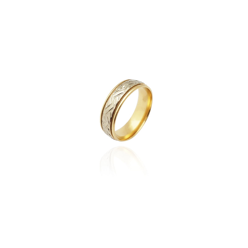 Two-Tone Paver Diamond Cut Wedding Ring (14K) New York Popular Jewelry