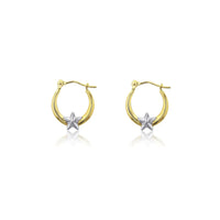 Two-Tone Star Crescent Hoop Earrings (14K) Popular Jewelry New York