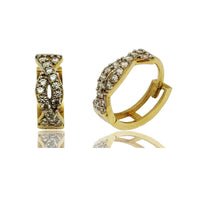 Two-Tone Twisted CZ Huggies Earring (14K).
